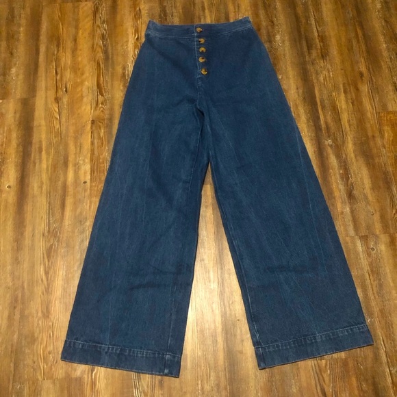 The Odells High Rise Wide Leg Women's 8 Anthropologie Button Fly Classic Wash - Picture 1 of 7